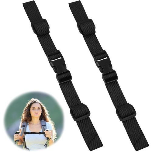 Tianyi-2 Pcs Sangle Poitrine Sac À Dos Réglable - Noir, Antidérapant, Réduit La Pression, Compatible Avec Tous Les Sacs À Dos, Boucle À Dégagement Rapide - Randonnée, Course