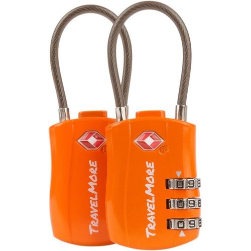 nzqaf-Lot de 2 Cadenas TSA | Cadenas Valises avec Câble Souple pour Voyage | Cadenas à code TSA pour Valises, Bagages, Sacs de Voyage, de Sport et à Dos | Combinaisons Réglables à 3 Chiffres (Orange)