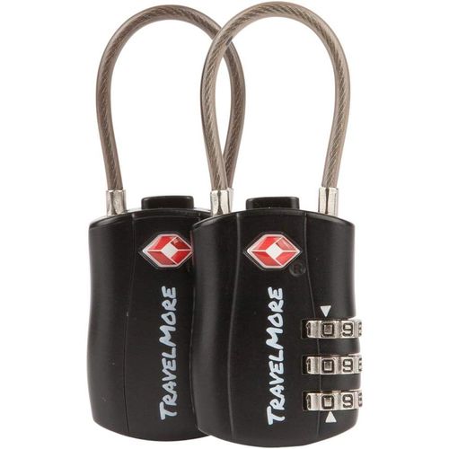 nzqaf-Lot de 2 Cadenas TSA | Cadenas Valises avec Câble Souple pour Voyage | Cadenas à code TSA pour Valises, Bagages, Sacs de Voyage, de Sport et à Dos | Combinaisons Réglables à 3 Chiffres (Noir)