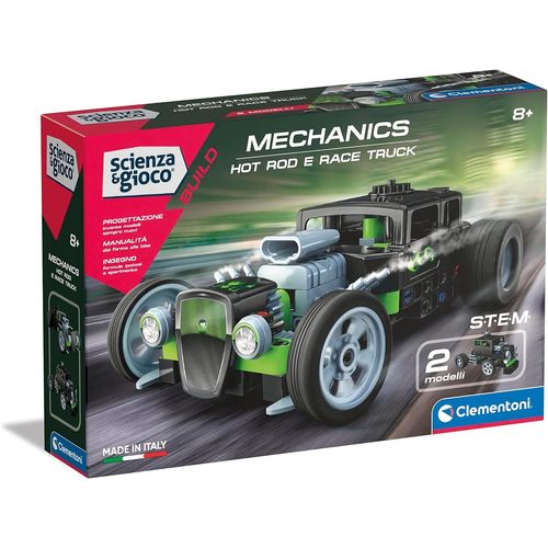 Science Build-Hot Rod Et Race Truck-Set Constructions Enfants,Atelier Mécanique,Jeu Scientifique 8 Ans (Version Italienne) -Fabriqué En Italie,Couleur,19335