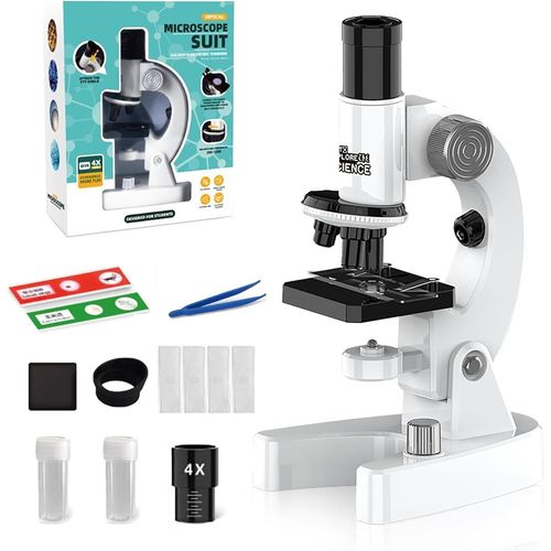 KAAQL-Microscope Enfant,Kit Microscopique Portable 200X-4800X,Avec Lame,Pince,Pour Expériences Scientifiques Biologiques Enfants,Cadeaux Pour Garçons Et Filles,Pour Enfants De 4 Ans Et +