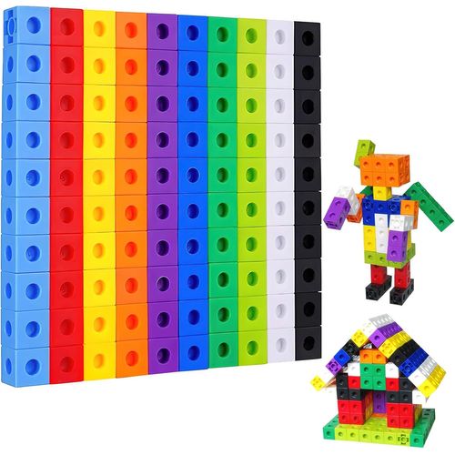 100 Kit d'activités Cubes d'apprentissage des Mathématiques,Blocs Jouets d'Éveil Mathématiques,Jouets Mathématiques Montessori,pour Enfants 3+