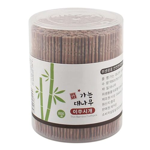 800pcs Jetable Bambou Carbonisé Cure-Dents En Bois Pics À Cocktail Pointus À Tête Unique Avec Distributeur De Brochettes De Fruits Outils De Nettoyage Des Dents