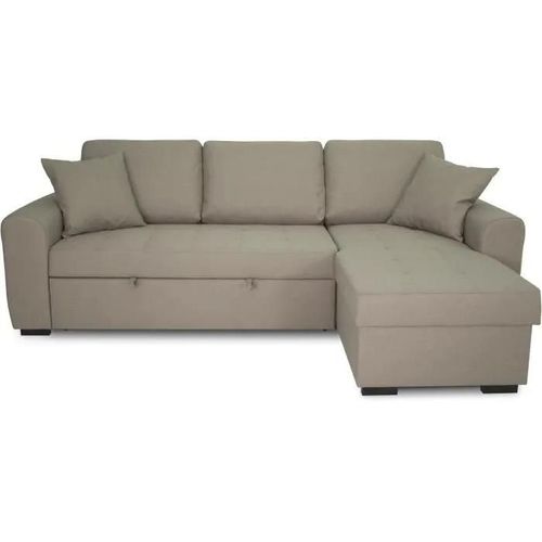 Canapé D'angle Convertible Réversible 4 Places - Tissu Beige - Contemporain - L 244 X P 151 X H 90 - Hamilton