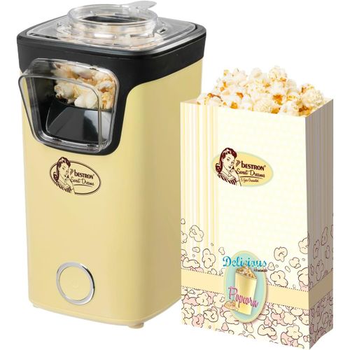 lbgwp60-Machine A Pop Corn, Popcorn Machine Avec Technologie D'Air Chaud, Inclut 10 Sacs À Popcorn & Une Tasse À Mesurer Intégrée, Collection Sweet Dreams, Couleur Jaune