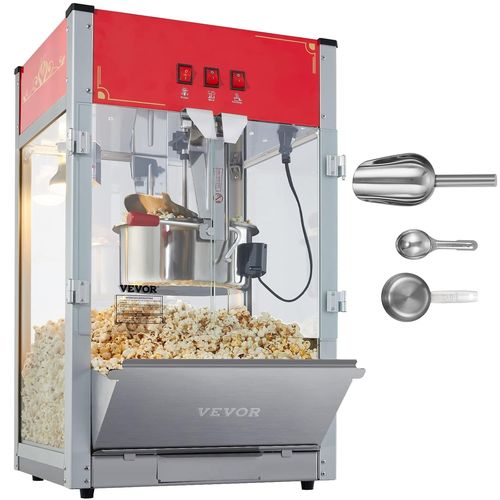 lbgwp60-Machine À Pop Corn 1440 W, Appareil À Pop-Corn De Comptoir Électrique, Bol De 340 G Pour 80 Tasses Par Lot, Avec Verre Trempé, 3 Cuillères En Inox, Style Cinéma, Pour Fête Magasin Soirée, Rou