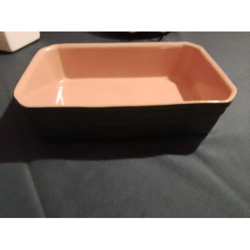Plat À Terrine Vert Intérieur Marron Vintage Années 90.