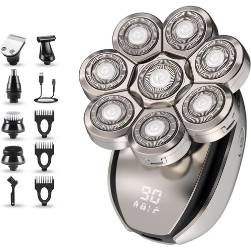 Rasoir Electriques Hommes, 6 In 1 Rasoirs À Têtes Rotatives 8d Ipx6 Étanche Rechargeable Usb Sans Fil Tondeuse Cheveux Crane Chauve Sec Et Humide Portables[Z1801]