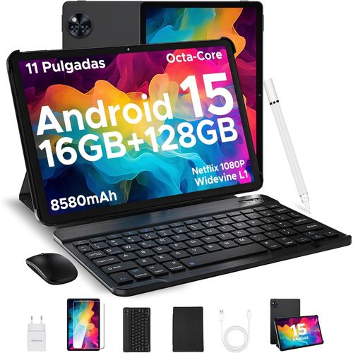 KALWS-U11 Tablette Android 15,Tablette 11 Pouces,16Gb Ram+128Gb Rom(2Tb Tf),Octa-Core Tablette Tactile,8580Mah,Corps Métallique Ultra-Mince 7,9 Mm,Caméra 13Mp,Support Face Id/5G Wifi