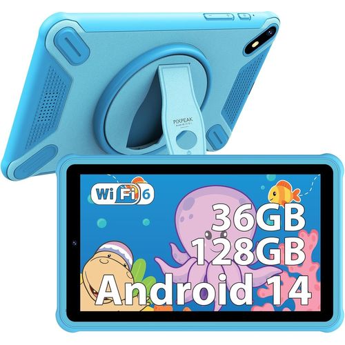 KALWS-Tablette Pour Enfants 7 Pouces,36Gb Ram 128Gb Rom (Sd Extensible),Android 14.0 Kids Tablette,Écran Fhd,6580Mah,Avec Contrôle Parental,Wifi,Bluetooth,Tablette Éducative (Bleu)
