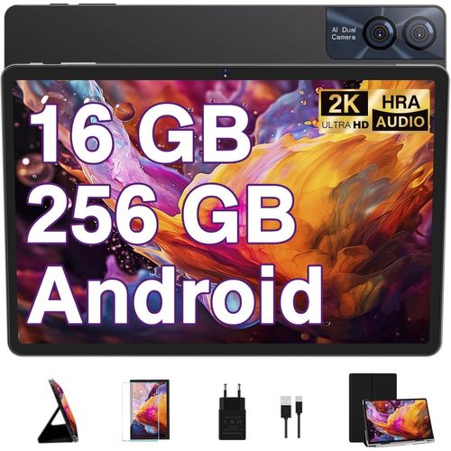 SUBZONAL-2025 Tablette Tactile 11 Pouces Android 16GB RAM256GB ROMTF 1TB, 2K Écran 2000 * 1200, Octa-Core, 8600mAh, WiFi 5G, GPS, Bluetooth 5.0, 13MP5MP, Corps en Métal, avec Cas, Gris