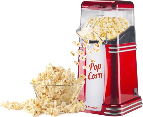 Ulteronixshop-90.590Y Machine à Pop-Corn, Pop-Corn en 3 Minutes, Sans Matières Grasses, Circulation d'Air Chaud, Puissance 1200W, Rouge