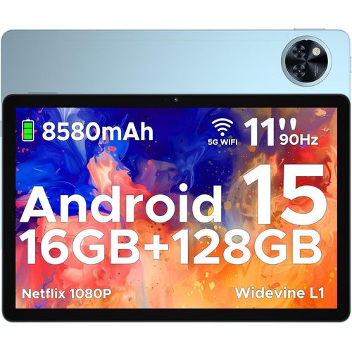SUBZONAL-U11 Tablette Android 15, Tablette 11 Pouces 90 Hz, Tablette Tactile 16GB RAM128GB ROM(2TB TF) Octa-Core 8580mAh,Caméra 13MP5 MP, Support Netflix/Face ID/5G WiFi/ BT5.0 /Widevine L1