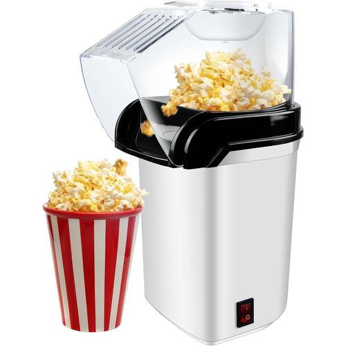 lbgwp60-Machine A Pop Corn, Mini Machine À Pop-Corn, Machine À Popcorn Électrique, 1200W Air Chaud Sans Gras Huile Popcorn Maker, Fonctionnement À Un Bouton Pour Les Films À La Maison De Noël (Blanch