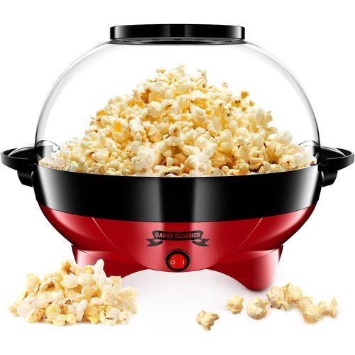 lbgwp60-Machine À Pop-Corn - Appareil À Pop-Corn - Machine À Pop-Corn À Air Chaud Rapide - Sans Huile, Sans Graisse - Avec Tasse À Mesurer Et Couvercle Supérieur Amovible - Revêtement Rouge Rétro