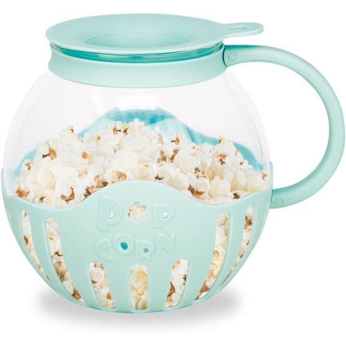 lbgwp60-Machine À Pop-Corn En Verre 2,2 L Pour Micro-Ondes | Support À Beurre En Silicone | Sain Et Sans Huile | Passe Au Lave-Vaisselle | Haute Résistance | Couleur Bleu