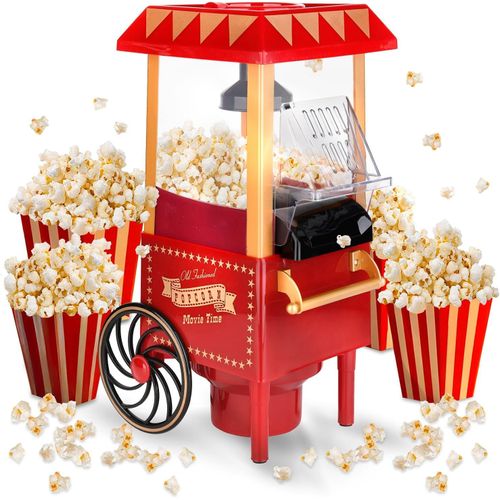 Ulteronixshop-Machine Pop Corn Rétro 1.200W à Air Chaud - Machine à Popcorn Électrique Sans Huile, 0.3L, Prête en 2 Min, Compacte et Vintage, Idéale pour la Maison (Rouge)