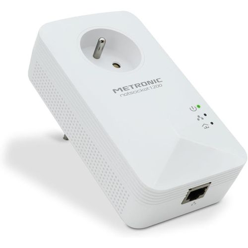SUBZONAL-METRONIC 495486 CPL WiFi 1200 Mbps avec Prise Filtré gigogne- Compatible Toutes Box Internet (Fibre, ADSL) - Port Ethernet - Idéal TV, Streaming, Jeux, Télétravail - Blanc