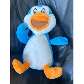 Doudou peluche pingouin bleu et blanc orange exito carnavales 30cm