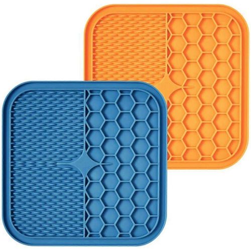 Pièces Chien Lécher Tapis Distributeur Lent Tapis Chien Chien Lécher Chien Coussin Anti-Étouffement Bol Chien En Silicone Pour Avec Ventouse Au Bas 15 * 15 * 1cm