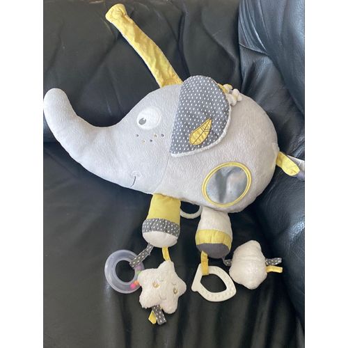 Peluche Jouet d'activités SAUTHON Babyfan velours gris Miroir, anneau de dentition