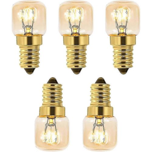 Lot De 5 Ampoules À Sel 15w,Incandescentes Blanc Chaudac 230v,Ampoule De Four 15w,Pour Four,Réfrigérateur,Lampe À Sel,Fours À Griller5*2.2*2.2cm