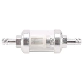 Universel Chrome Glass Carburant Essence Huile Brute Moteur Filtre En Ligne 5/16 ""8mm Argent Pour Motos