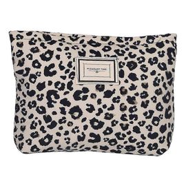Trousse de maquillage à imprimé léopard Sac à cosmétiques pour femmes,grande capacité Trousse de maquillage en toile Trousse de toilette de voyage Accessoires Organisateur-Blanc