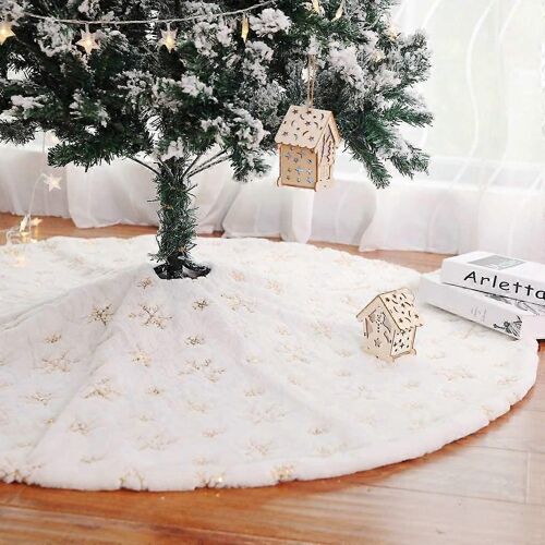 Nouvelle jupe de sapin à paillettes dorées de 120 cm, idéale pour Noël.