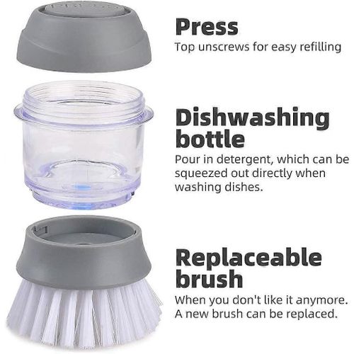 Brosse à vaisselle avec support,brosse à savon,brosse distributrice de savon,brosse de nettoyage de cuisine pour la vaisselle,casseroles
