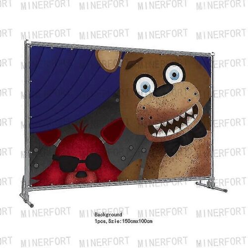 Figurines Anime Cinq Fnaf Fournitures De Fête D'anniversaire Vaisselle Jetable Assiettes En Papier Tasses Ballons Gâteau Pour Enfants Décorations-Fond 1pcs 4