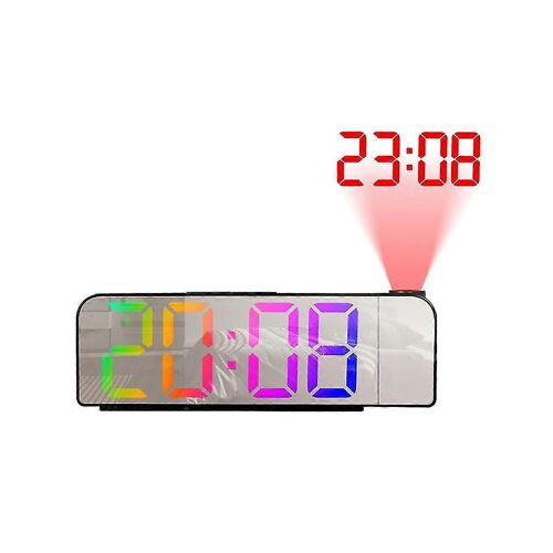 180 rotation projection réveil 12/24h led horloge numérique usb charge plafond projecteur réveil (multicolore f)