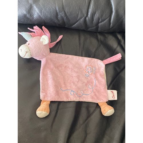 doudou licorne cheval plat rose bengy 25cm