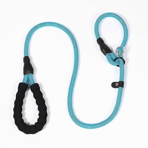 Laisse Coulissante Pour Petits Chiens/Chiots,Laisse De Dressage Anti-Étouffement Laisse De Corde Avec Fils Réfléchissants-Bleu-M
