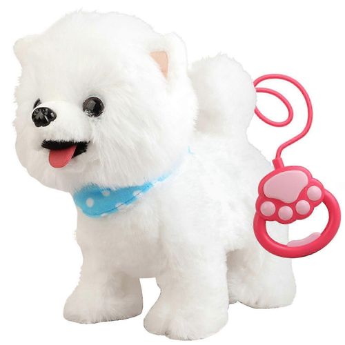 Samoyède Marche Chien Jouet Pour Fille Léchant Chien Aboyant Avec Laisse De Contrôle Ce Que Vous Dites Électrique Parlant Chantant Queue En Peluche Robot Chien DIY Faire semblant Dres