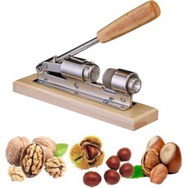 Casse-Noix Manuel, Pince À Casse-Noix En Acier Inoxydable, Ouvre-Noix De Cuisine Avec Base Et Poignée En Bois