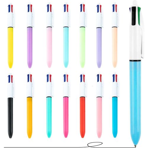 Kalhj-Lot De 14 Stylo 4 Couleurs,Quatre Couleur Stylo Bille 1,0 Mm Pour Fournitures De Bureau,École,Étudiants,Enfants,Cadeau