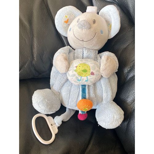 doudou musical souris nicotoy peluche boite à musique gris bleu ciel