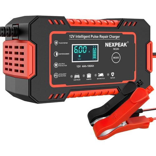 6a Chargeur Batterie Voitures, 6a 12v Chargeur De Batterie Intelligent Moto Automatique Réparation Fonction Portable(Rose)