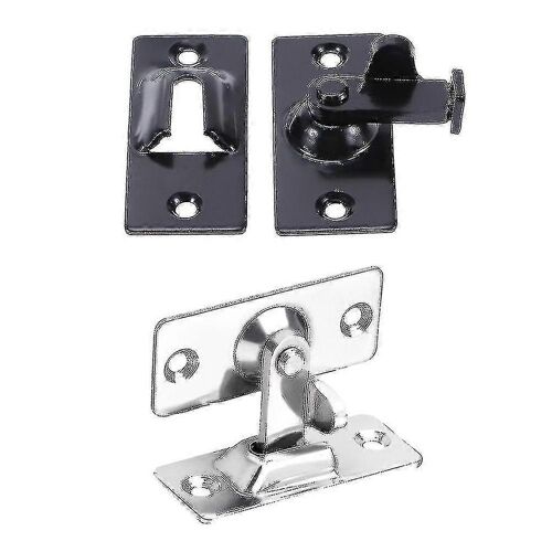 2pcs 90 Degrés Solide Porte Demi-Lot Boulon 304 En Acier Inoxydable Serrure Porte Coulissante Droite Angle Boucle (noir + argent) (kui)