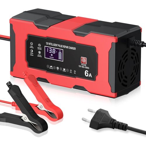 Chargeur De Batterie 12v 6a Portable Pour Voiture Camion Suv Moto - Charge Rapide Écran Lcd Technologie Plomb Sécurisée