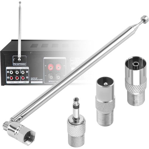 Antenne Radio Fm Dab 75 Ohm Télescopique D'Intérieur Unbal Fm De Rechange En Métal 75 Cm 5 Sections Type F 3,5 Mm Mâle Convient Pour Table Tv Radio Hifi Av Récepteur Radio Stéréo Mini Système
