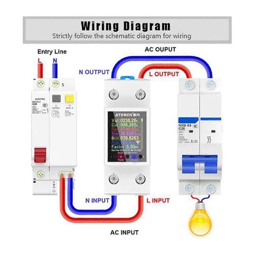 ATORCH GR2PW Compteur d'électricité Tuya WiFi Rail Compteur d'énergie électrique AC50-320V Moniteur à affichage numérique V