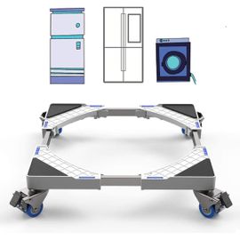 Support De Machine À Laver, Base Avec 4 Roues Pivotantes, Réglable Longueur 41-64Cm, Charge 300 Kg Anti Vibration Réduction Du Bruit Pour Réfrigérateur/Machine À Laver/Sèche-Linge