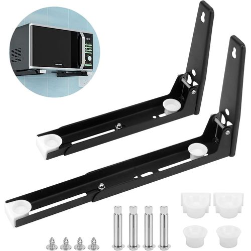 Support Pour Micro Ondes, 2 Pcs Support Mural Pour Four À Micro-Ondes Charge 50 Kg, Support Micro Ondes En 304 Acier Inoxydable Pliable Et Télescopique, Support Mural Étagère Pour[LAV1822]