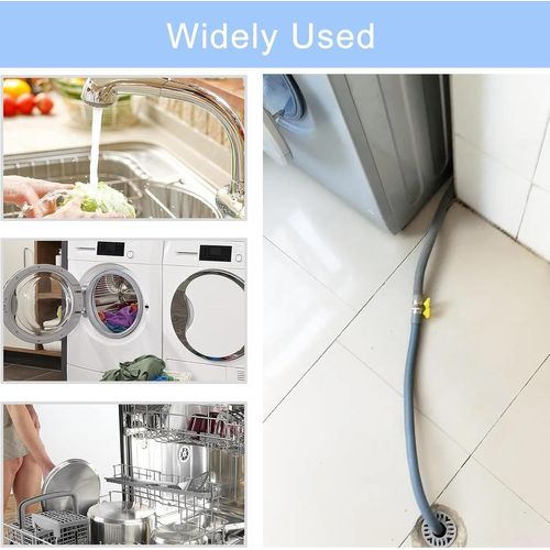 SUBZONAL-Tuyau Machine à Laver et Lave Vaisselle 1.5 m, Rallonge de Tuyau de Vidange Ø 20mm, Flexible de Vidange avec raccord de tuyau et colliers, Pour Laveuse, Lave-Vaisselle et Sécheuse