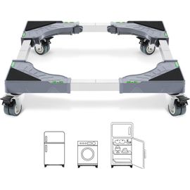 Support Machine À Laver 4 Roulettes Verrouillables, Charge 200Kg Socle Machine A Laver, Largeur Réglable De 40-62Cm Support Électroménager Pour Machine A Laver,Sèche-Linge,Réfrigérateur