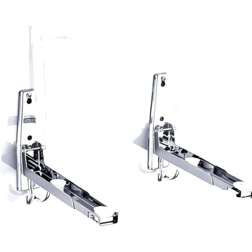 Support mural pliable en acier inoxydable pour four à micro-ondes avec crochets de remorquage