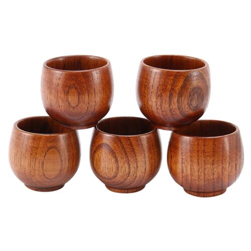 5pcs Service À Thé Petite Tasse En Bois Petite Tasse En Bois Vert Tasse Avec Bois Naturel Tasse À Vin Thé En Bois Drin