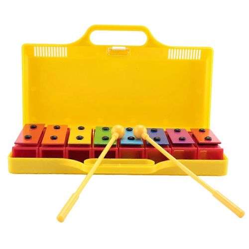 8 Notes Xylophone Chromatique Glockenspiel Cloches De Résonateur Avec Étui Jaune